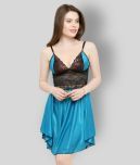 N-Gal - Blue Satin Women's Nightwear Baby Doll Dresses Without Panty ( Pack of 1 )