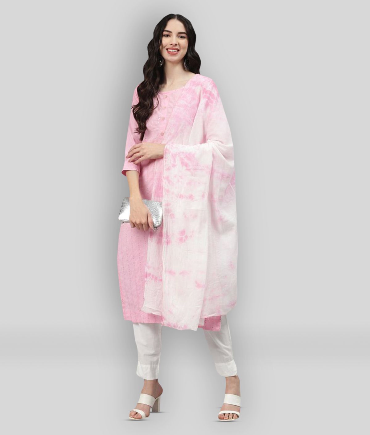     			JC4U - Pink Straight Cotton Women's Stitched Salwar Suit ( Pack of 1 )