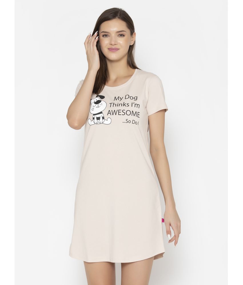     			Vami - Peach Cotton Blend Women's Nightwear Night T-Shirt ( Pack of 1 )