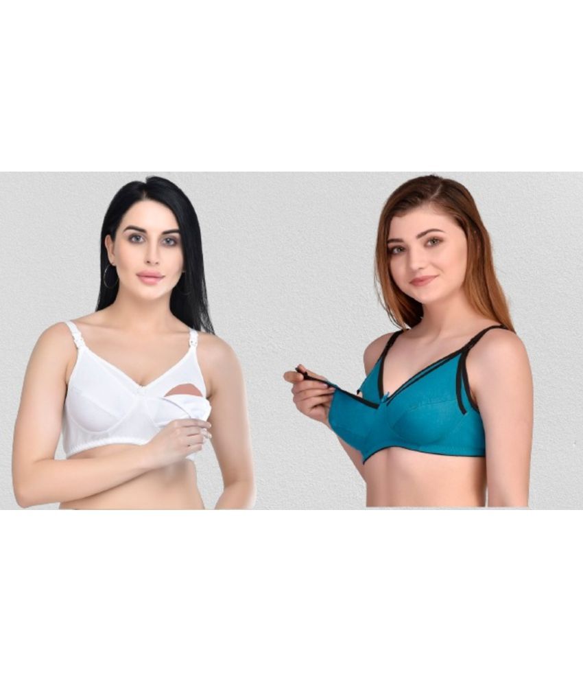     			Zourt - Multicolor Cotton Solid Women's Maternity Bra ( Pack of 2 )