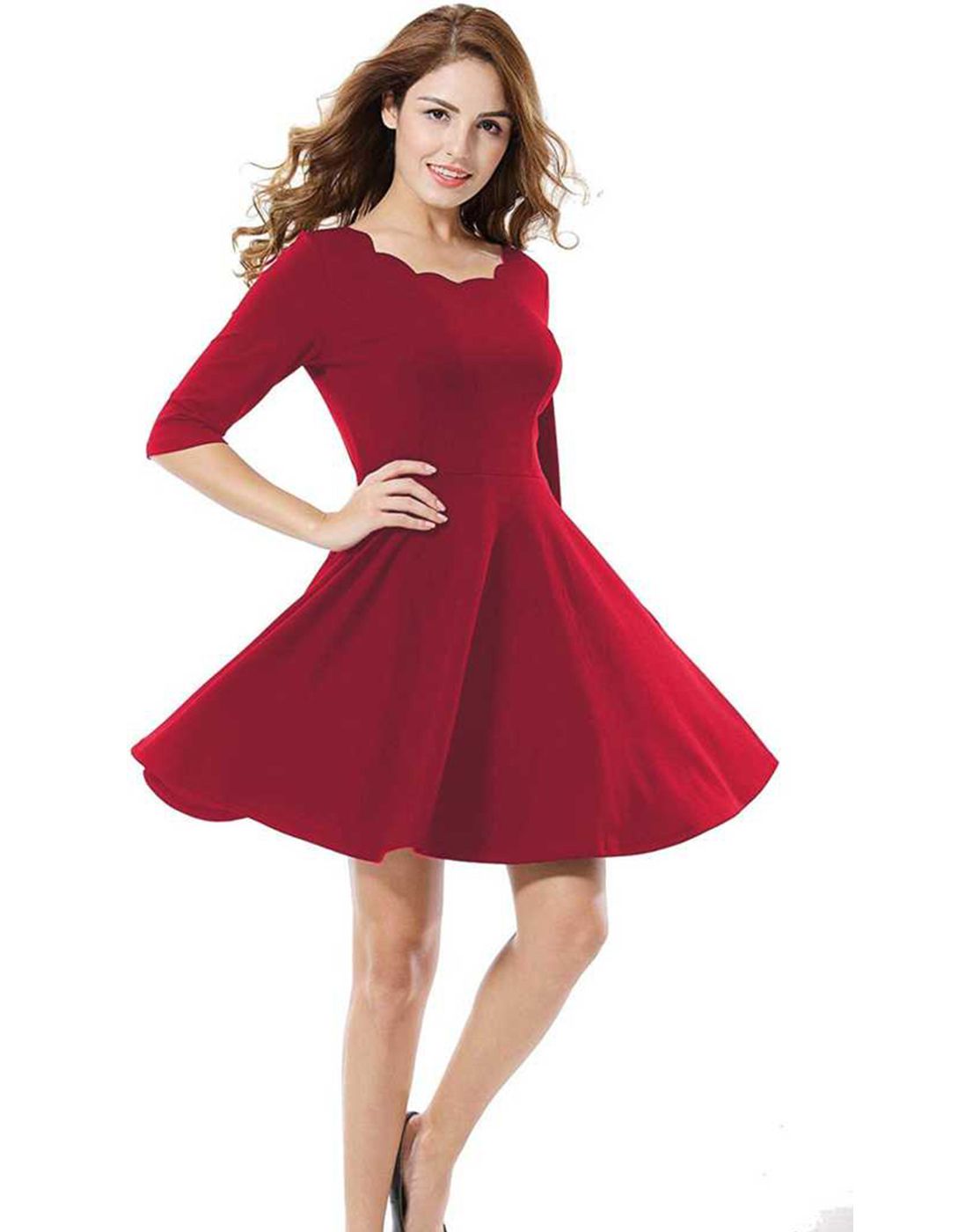     			Addyvero - Red Cotton Lycra Women's Fit And Flare Dress ( Pack of 1 )