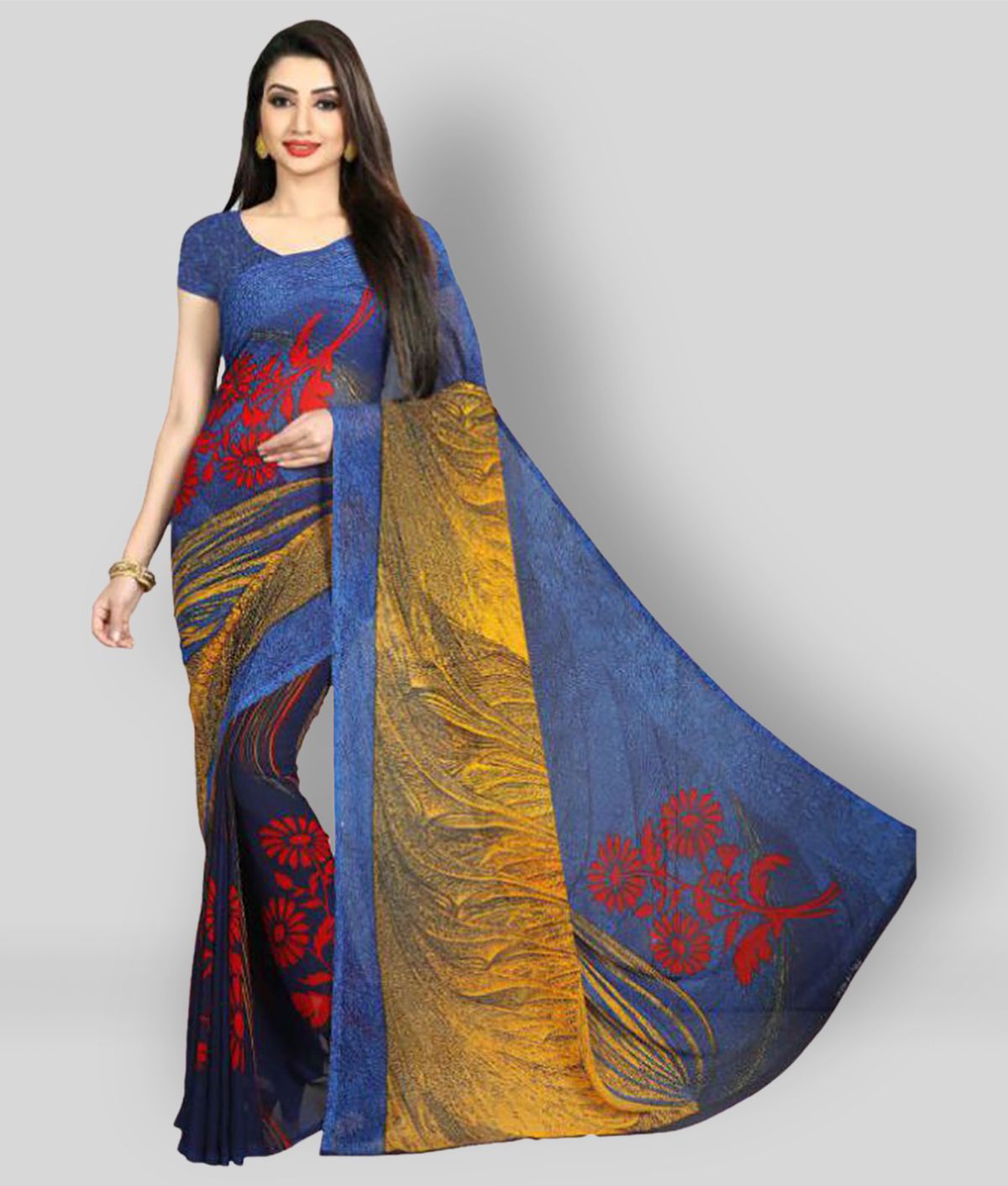     			ANAND SAREES - Multicolor Georgette Saree With Blouse Piece (Pack of 1)