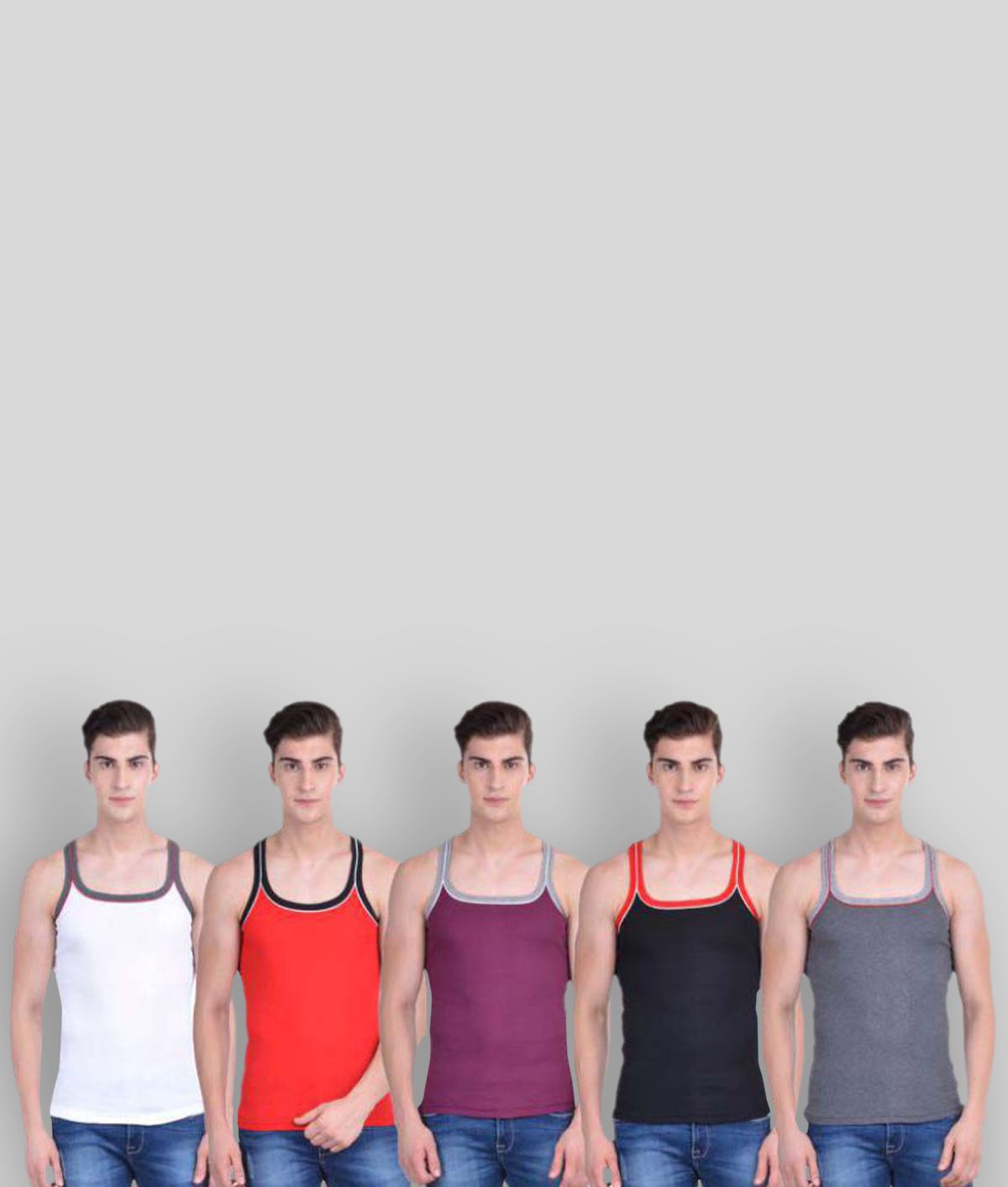     			Pack of 5 Dollar Bigboss - White Cotton Blend Men's Vest