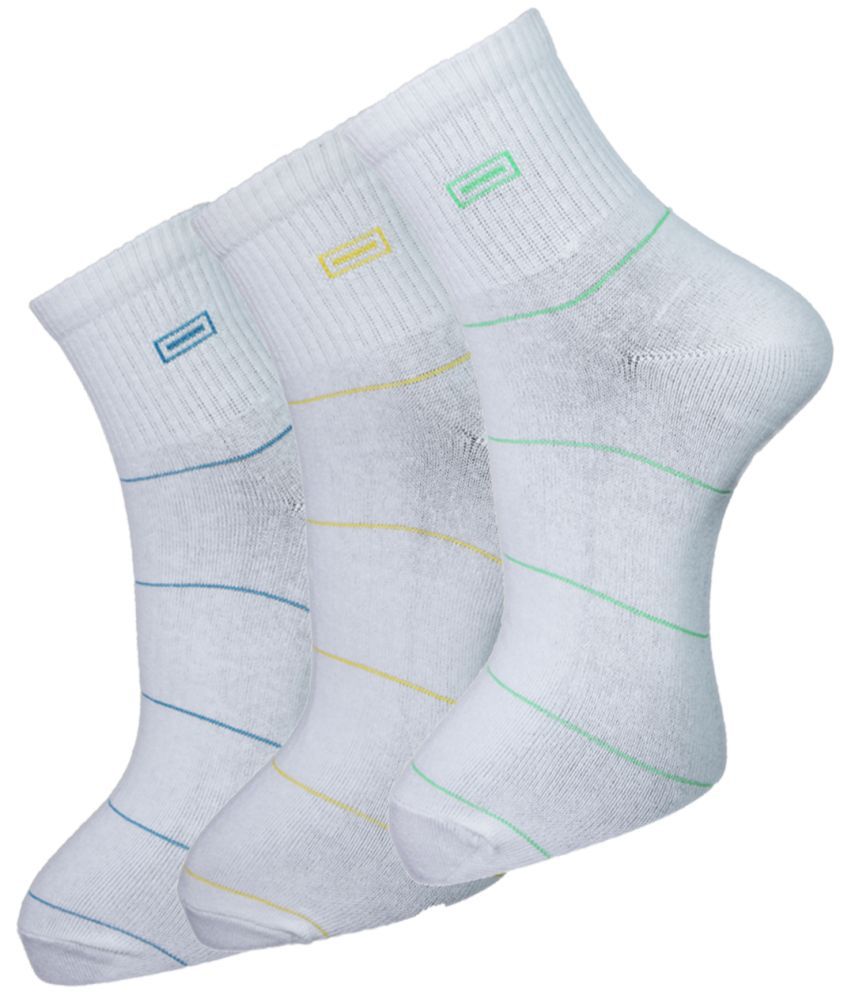     			Dollar - Cotton Blend Men's Striped White Ankle Length Socks ( Pack of 3 )