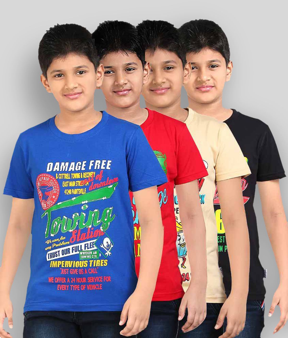     			Dongli - Multicolor Cotton Boy's T-Shirt ( Pack of 4 )
