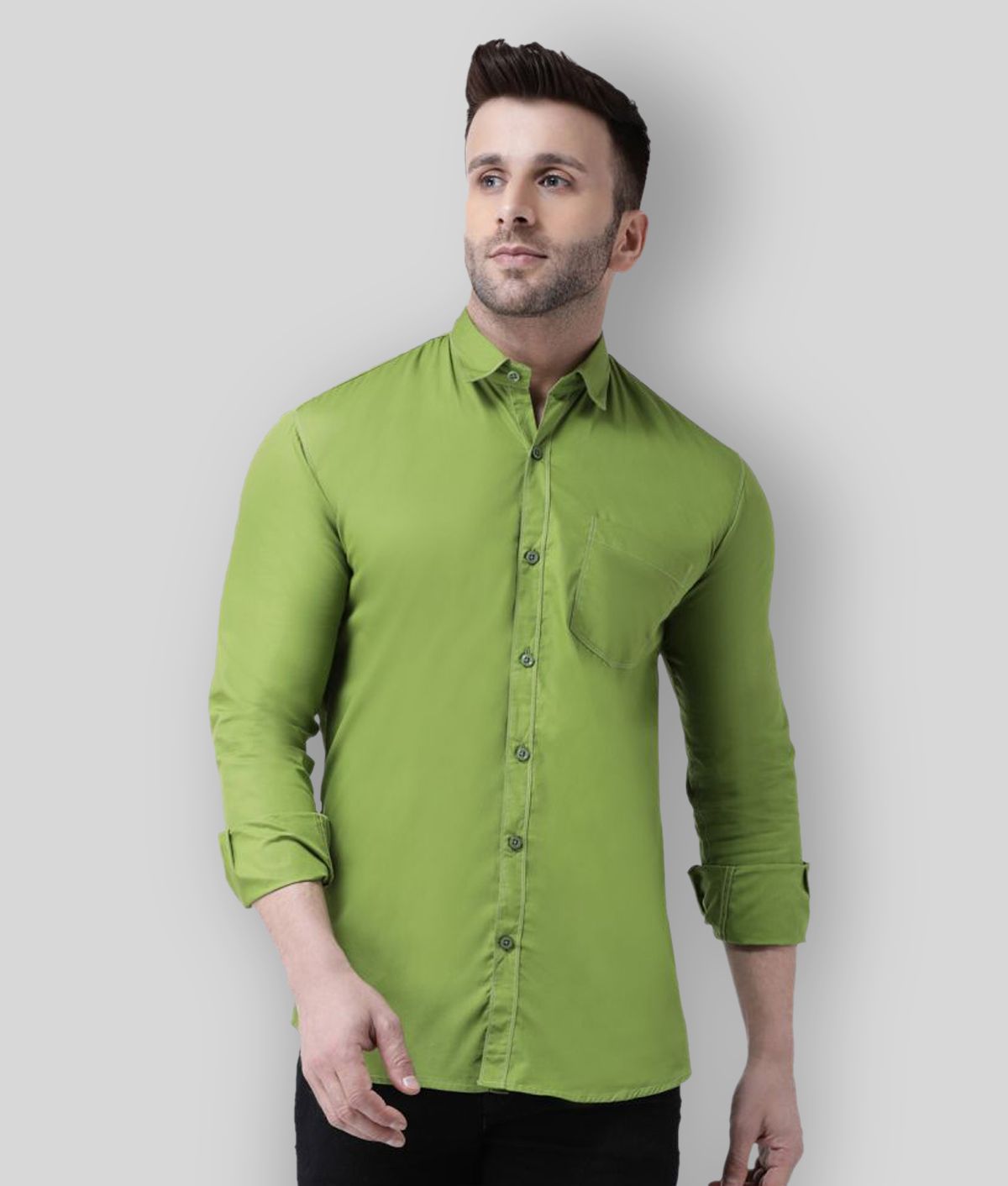     			Hangup - Green Cotton Blend Slim Fit Men's Casual Shirt ( Pack of 1 )