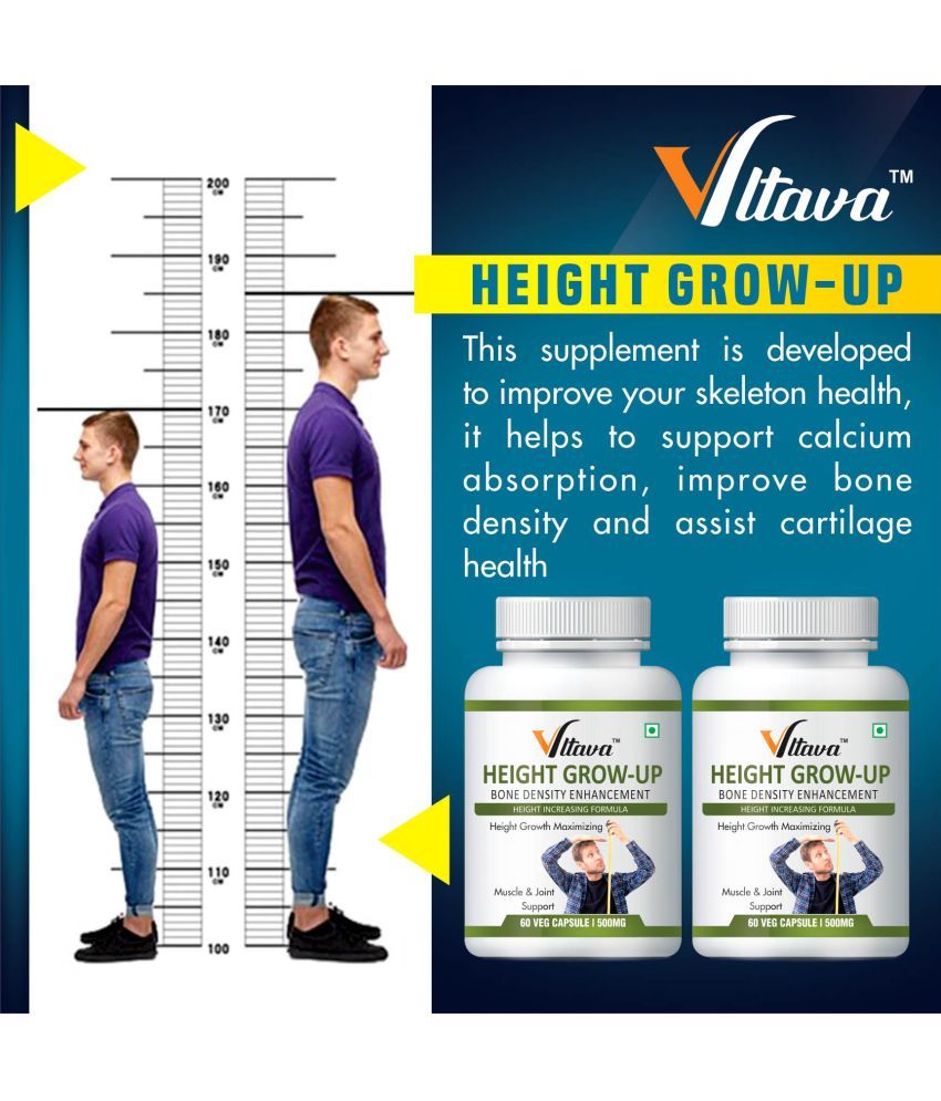     			Vltava Height GROW UP CAPSULES HERBAL HEIGHT GROWTH SUPPLEMENT 120 mg Unflavoured Minerals Capsule Pack of 2