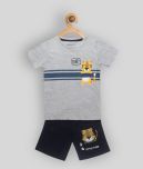 Lazy Shark Pack of 1 Boys Cotton Blend T-Shirt & Shorts ( Gray )