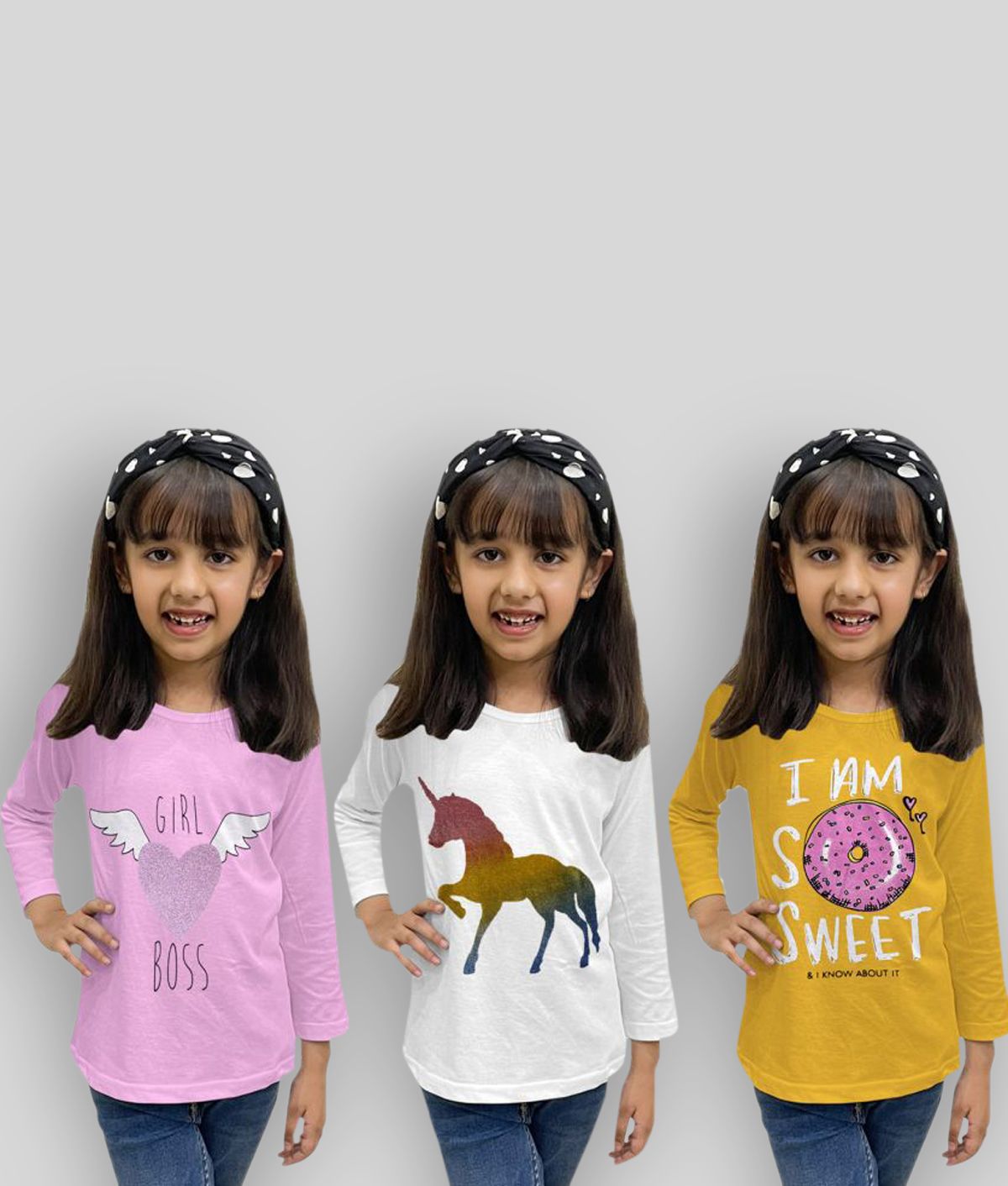     			Kuchipoo - Cotton Blend Multicolor Girls T-Shirt ( Pack of 3 )