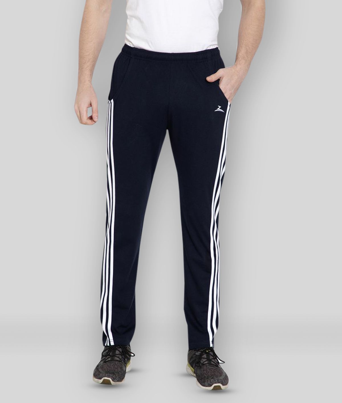     			Zeffit - Navy Blue Cotton Blend Men's Sports Trackpants ( Pack of 1 )