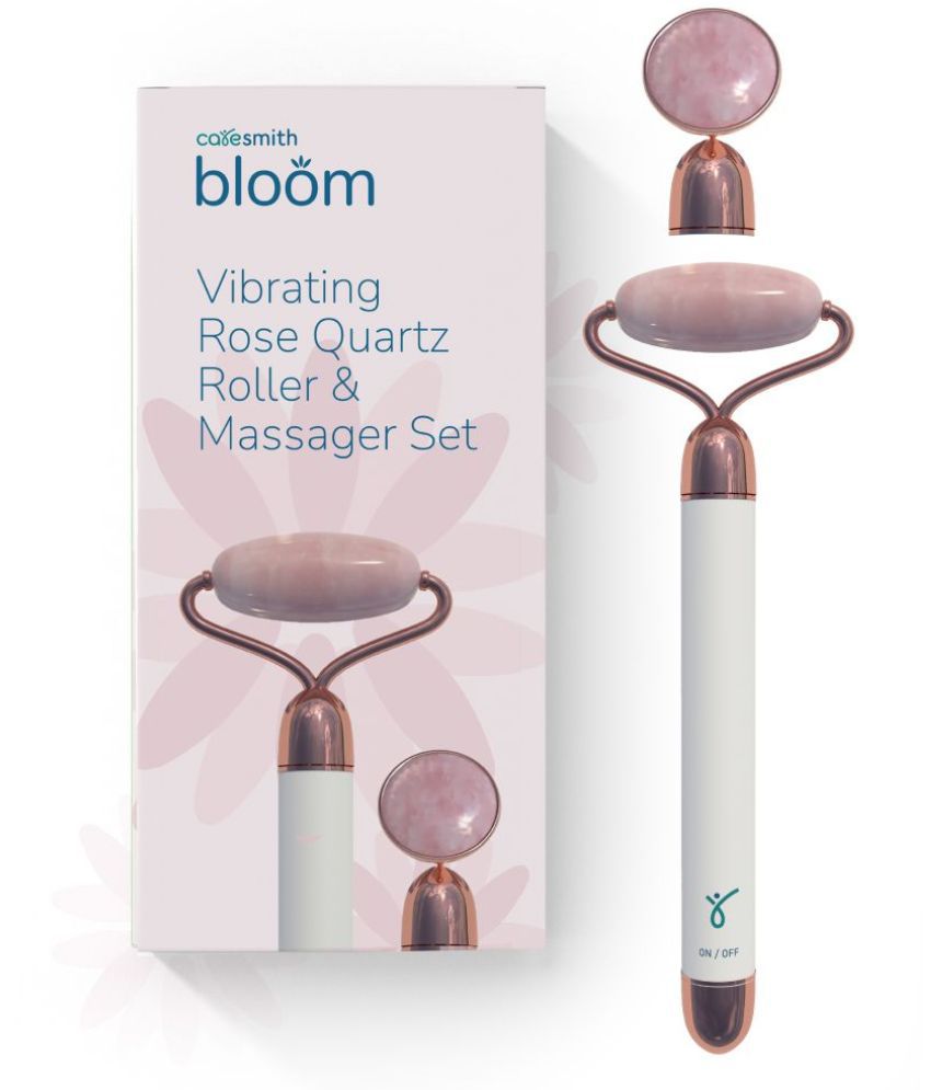     			Caresmith Bloom Vibrating Rose Quartz Face Roller and Eye Press | AA Battery Provided | Jade Roller for Face Massager | Jade Roller Original, Battery Powered (White)