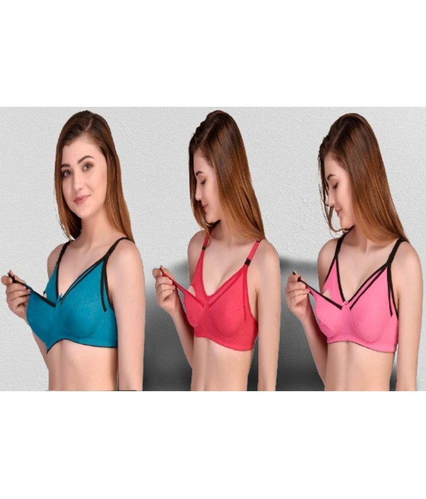     			Desiprime Pack of 3 Cotton Non Padded Women's Everyday Bra ( Multicolor )