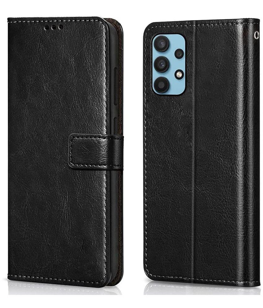     			Doyen Creations - Black Artificial Leather Flip Cover Compatible For Samsung Galaxy A52 ( Pack of 1 )