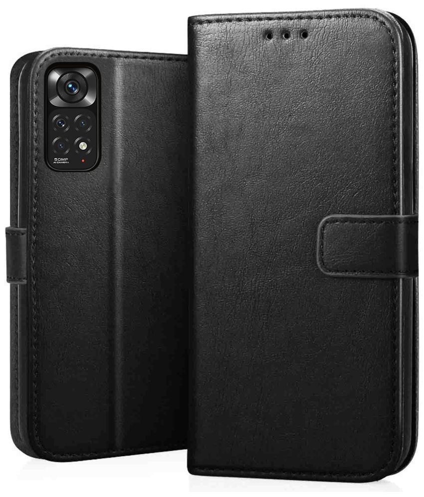     			Doyen Creations - Black Artificial Leather Flip Cover Compatible For Xiaomi redmi note 11S 5G ( Pack of 1 )