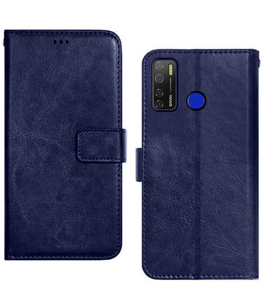     			Doyen Creations - Blue Artificial Leather Flip Cover Compatible For Tecno Pop 5 Pro ( Pack of 1 )