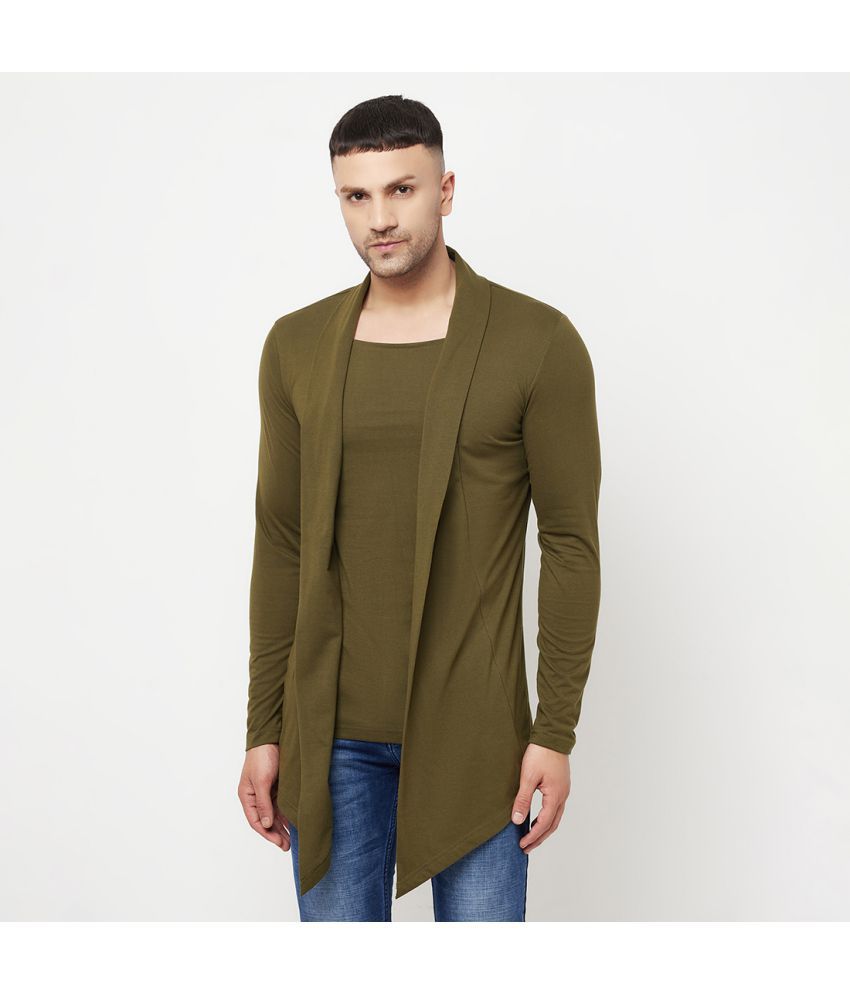     			Glito - Olive Cotton Blend Men's Cardigan Sweater ( Pack of 1 )
