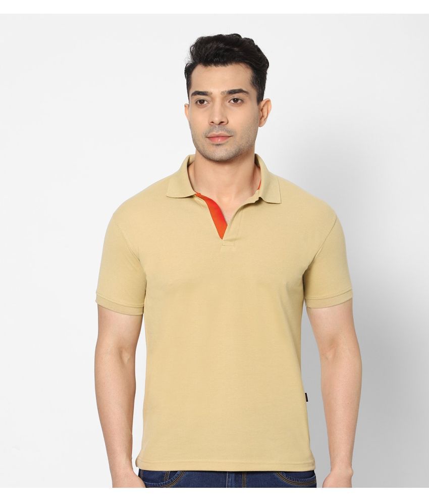     			HJ HASASI - Khaki Cotton Blend Slim Fit Men's Polo T Shirt ( Pack of 1 )
