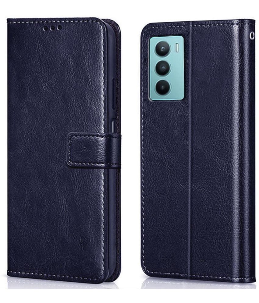     			Kosher Traders - Blue Artificial Leather Flip Cover Compatible For Vivo Y75 ( Pack of 1 )