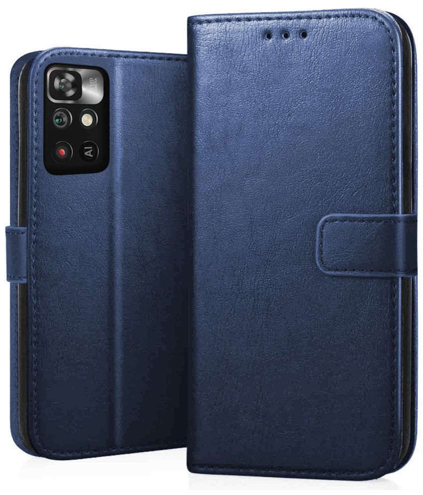     			Kosher Traders - Blue Artificial Leather Flip Cover Compatible For Redmi Note 11T ( Pack of 1 )