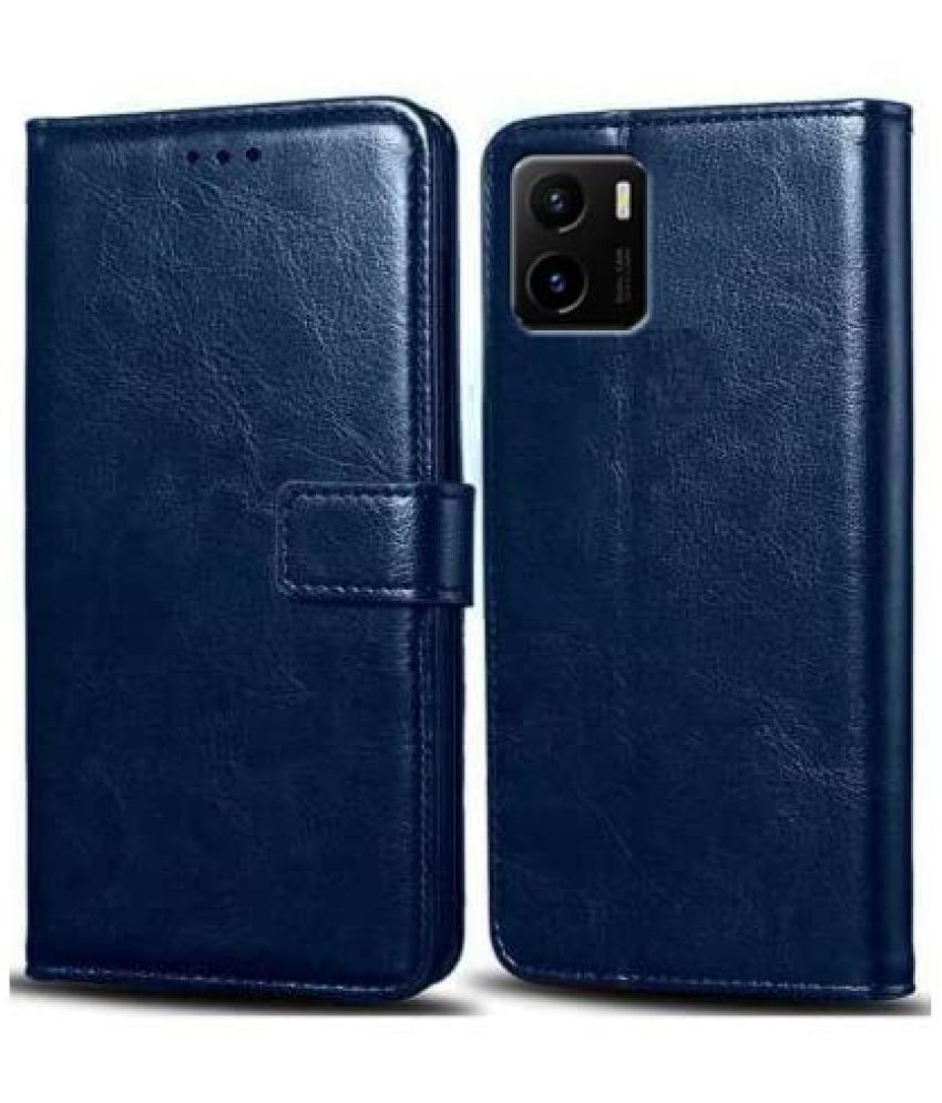     			Kosher Traders - Blue Artificial Leather Flip Cover Compatible For Vivo Y15S ( Pack of 1 )