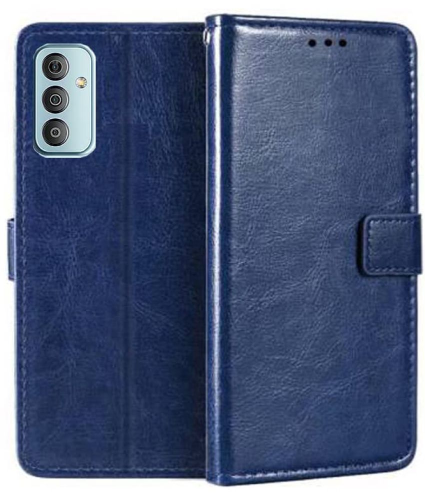     			Kosher Traders - Blue Artificial Leather Flip Cover Compatible For Samsung Galaxy F23 ( Pack of 1 )