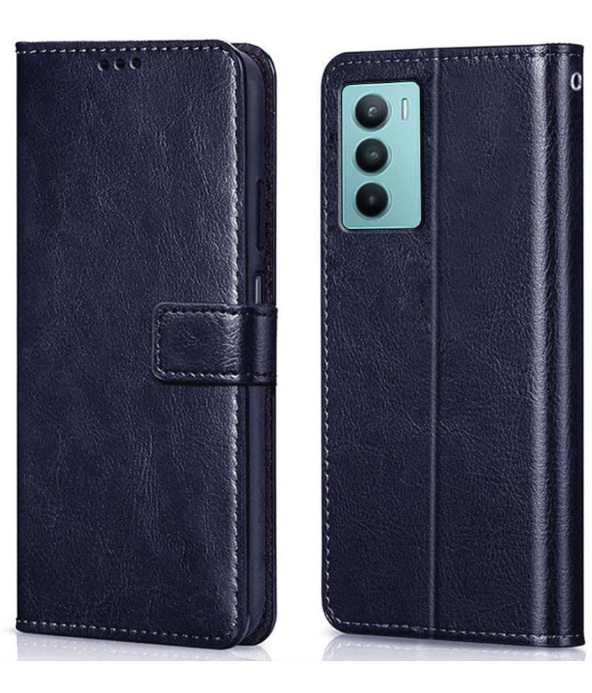     			Kosher Traders - Blue Artificial Leather Flip Cover Compatible For Vivo T1 5g ( Pack of 1 )