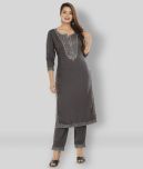 JC4U - Grey Melange Straight Rayon Women's Stitched Salwar Suit ( Pack of 1 )