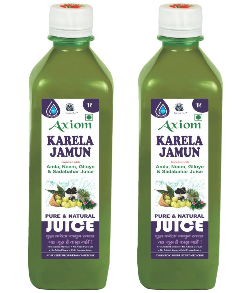 Axiom Karela Jamun Swaras 1000 ml -Pack of 2 | Maintaining Blood Sugar Levels | Lowers Bad Cholesterol Levels | For Glowing Skin and Lustrous Hair | 100% Natural WHO GMP, GLP Certified Product