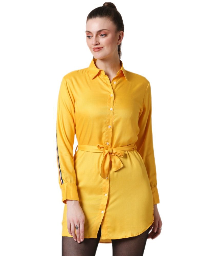     			Bewakoof - Yellow Viscose Women's Tunic ( Pack of 1 )