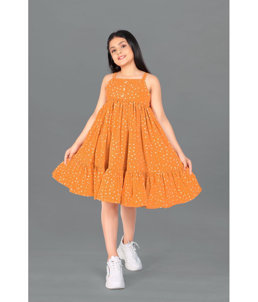     			Fashion Dream Polyester A-line Dress For Girls ( Pack of 1 , Orange )