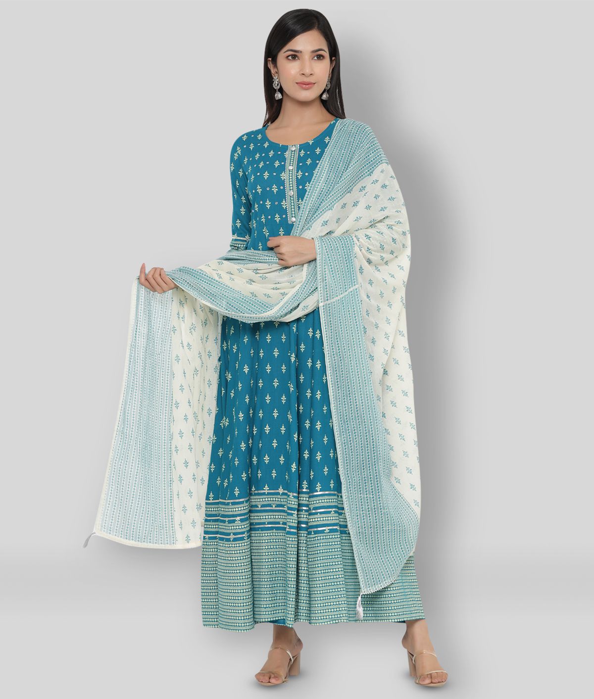     			KIPEK - Blue Straight Rayon Women's Stitched Salwar Suit ( Pack of 1 )
