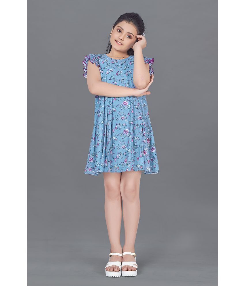     			MIRROW TRADE - Blue Georgette Girls A-line Dress ( Pack of 1 )