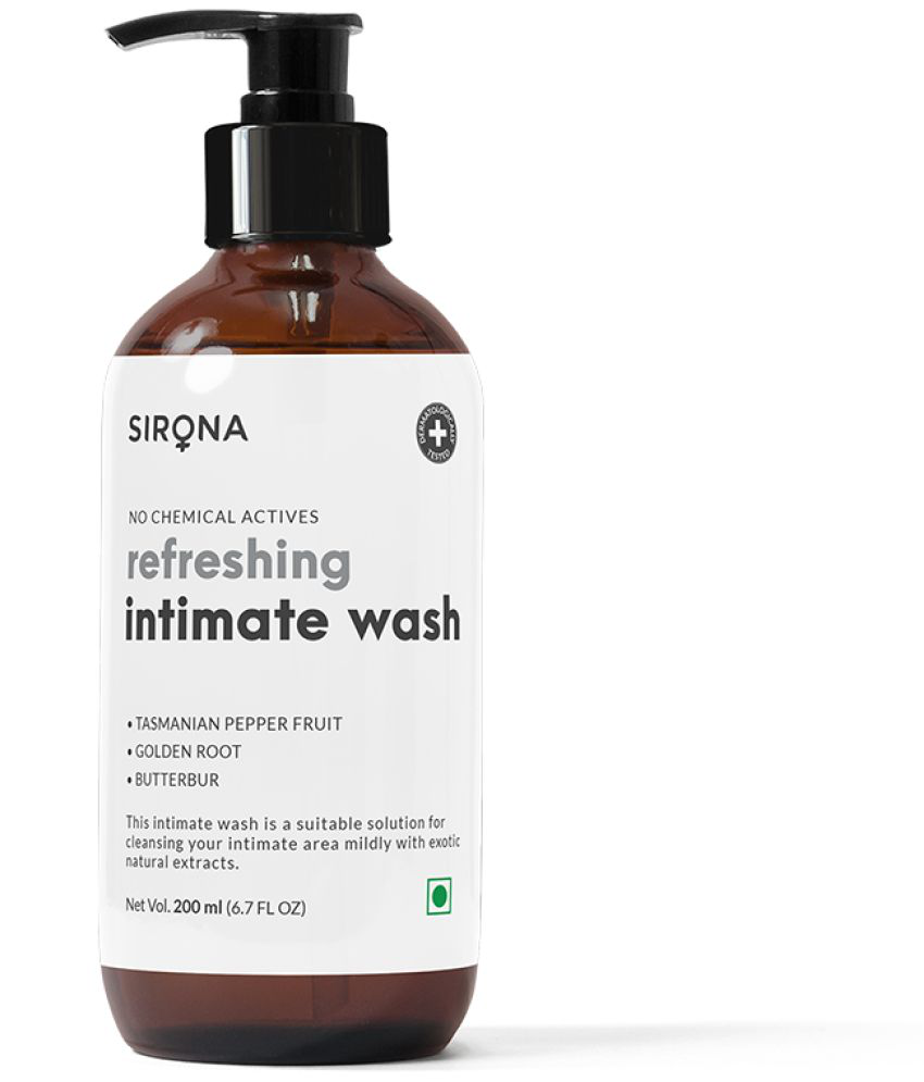 Sirona Natural Intimate Wash for Men and Women - 200 ml | with 5 Magical Herbs, Olive Oil, Tea Tree Oil & Jojoba Oil