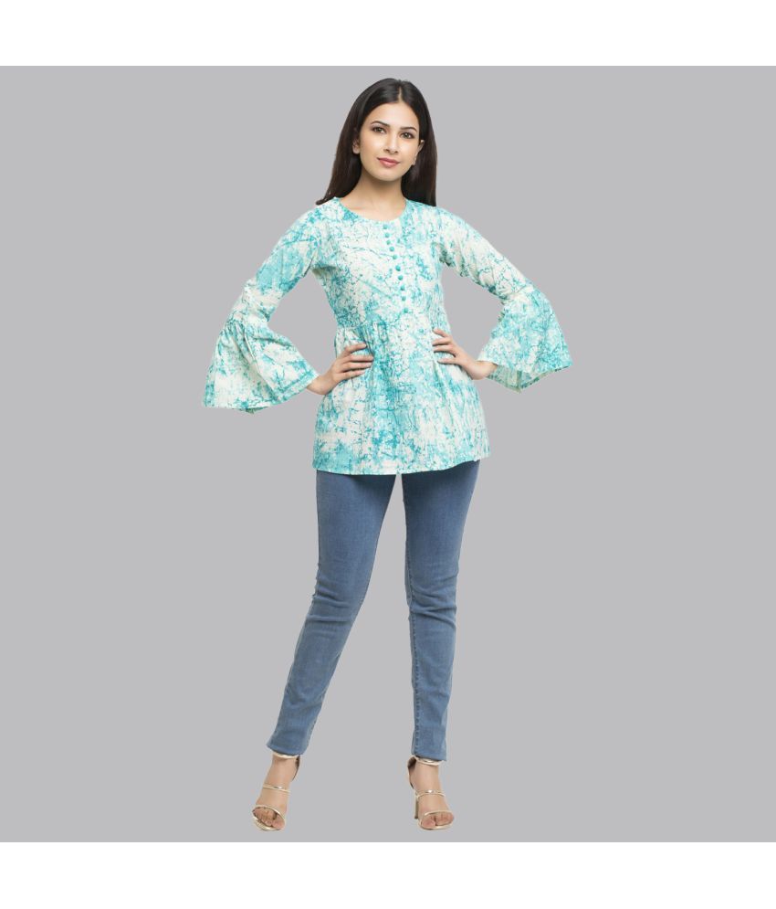     			Yash Gallery - Blue Cotton Women's A-Line Top ( Pack of 1 )