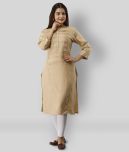 Frionkandy - Beige Rayon Women's Straight Kurti ( Pack of 1 )