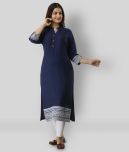 Frionkandy - Blue Rayon Women's Straight Kurti ( Pack of 1 )