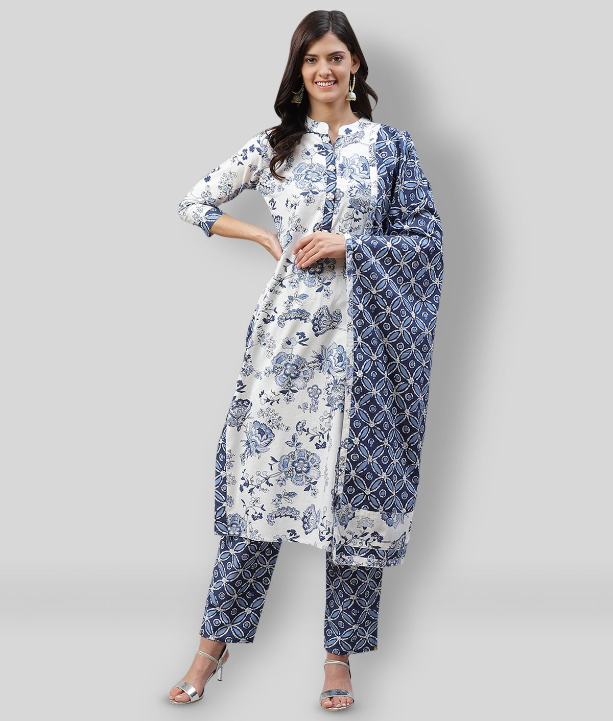     			HIGHLIGHT FASHION EXPORT - Blue Straight Cotton Women's Stitched Salwar Suit ( Pack of 1 )