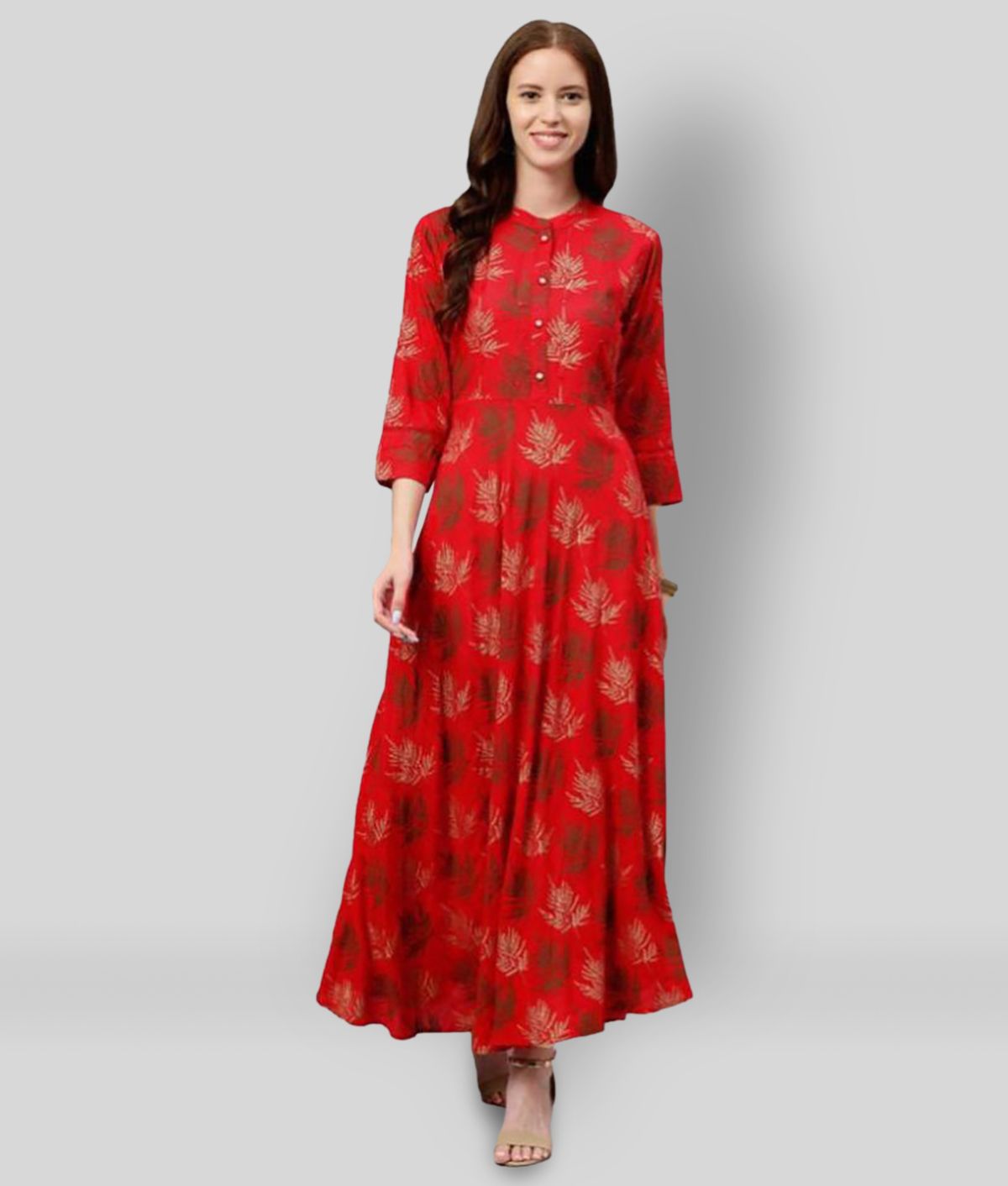     			KIPEK - Red Rayon Women's Flared Kurti