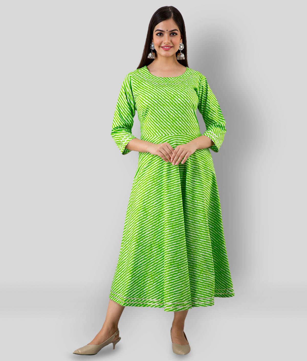     			Lee Moda - Green Cotton Blend Women's Flared Kurti ( Pack of 1 )