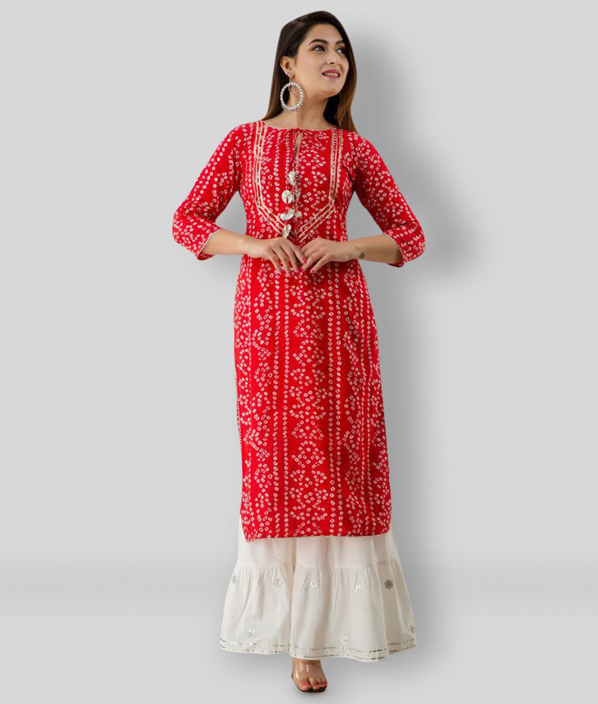     			SVARCHI - Red Straight Cotton Blend Women's Stitched Salwar Suit ( Pack of 1 )
