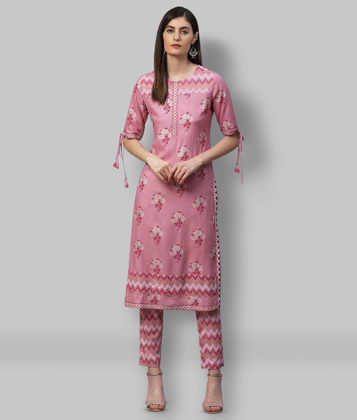     			Yash Gallery - Peach Straight Rayon Women's Stitched Salwar Suit ( Pack of 1 )