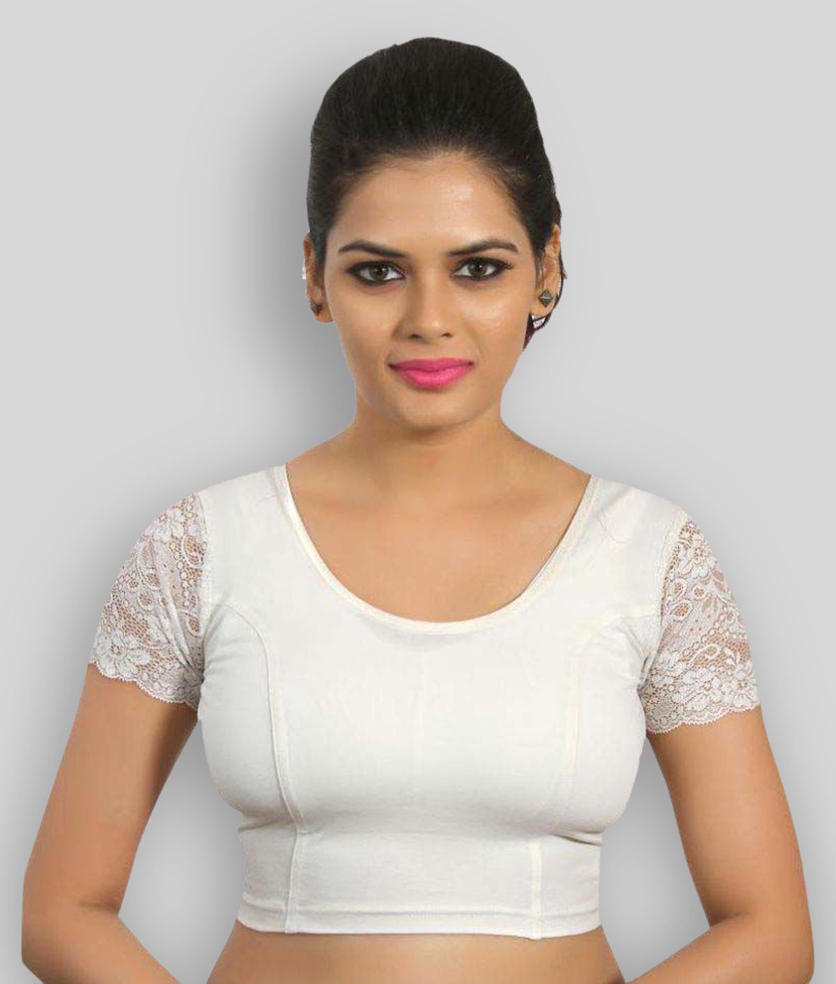 Atulya Designer Blouse - White Lycra Women's Blouse ( Pack of 1 )