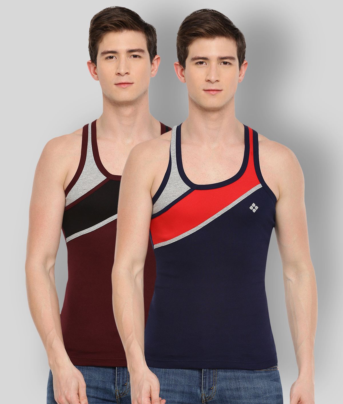     			Pack of 2 Dollar Bigboss Assorted Colorblock Cotton Blend Men Vest