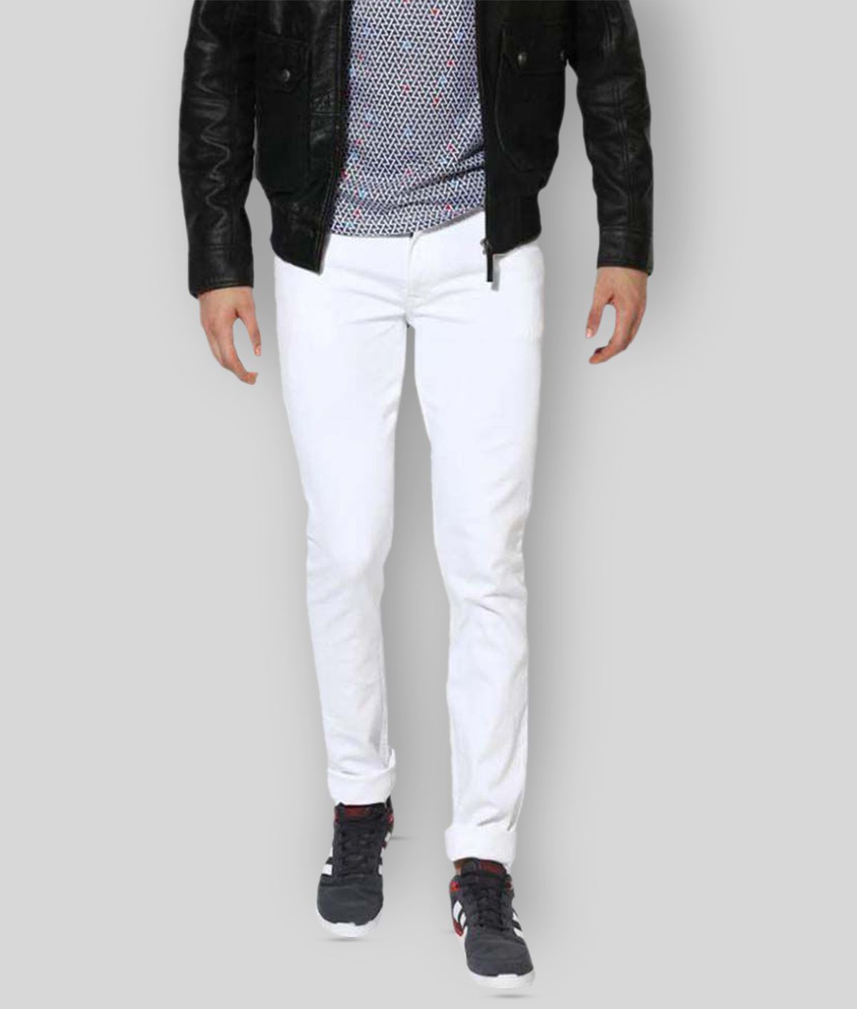HALOGEN - White Denim Slim Fit Men's Jeans ( Pack of 1 )