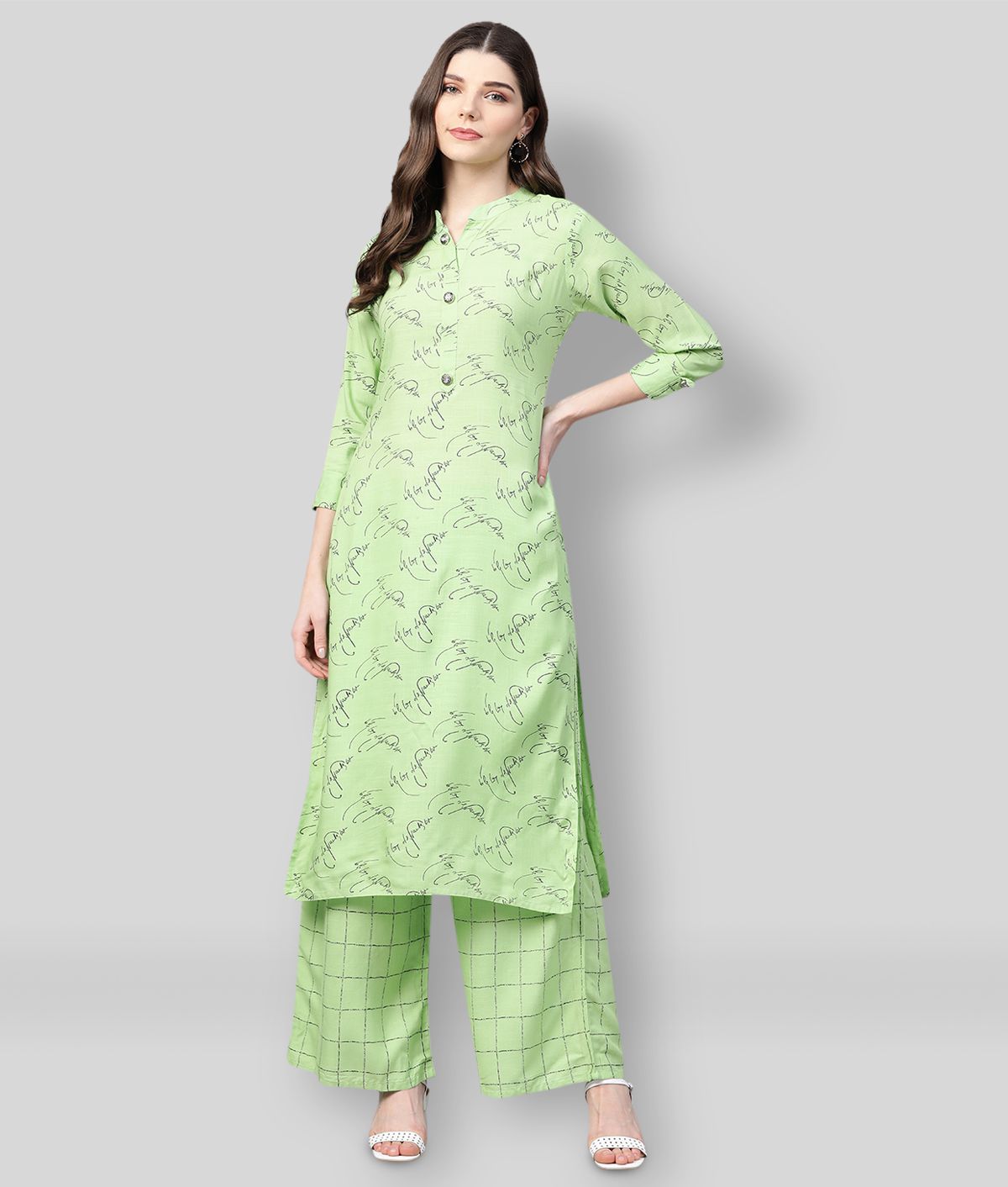     			HIGHLIGHT FASHION EXPORT - Lime Green Straight Rayon Women's Stitched Salwar Suit ( Pack of 1 )