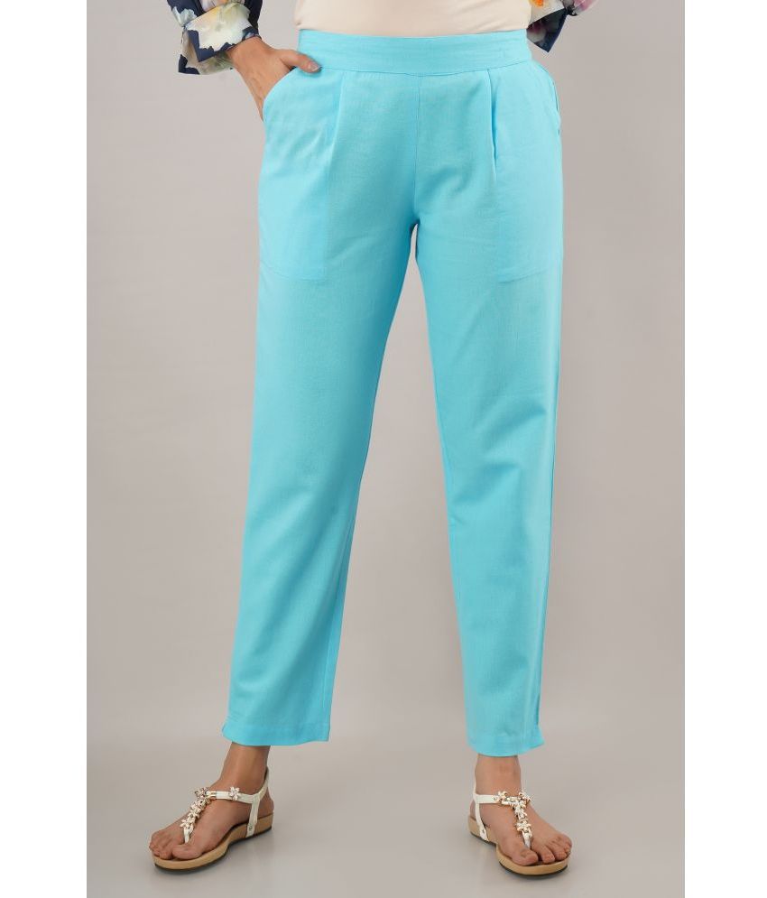     			JAIPUR VASTRA - Light Blue Cotton Blend Regular Women's Casual Pants ( Pack of 1 )