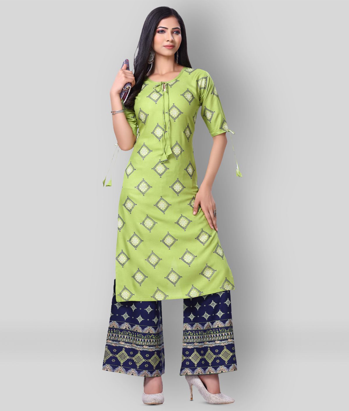     			Kapadia - Mint Green Straight Rayon Women's Stitched Salwar Suit ( Pack of 1 )