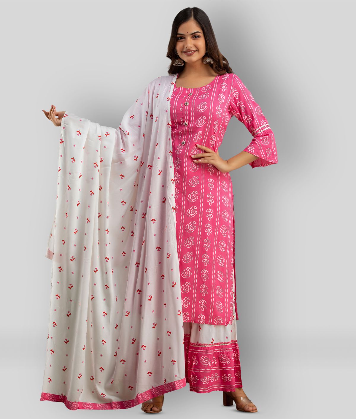     			Lee Moda - Pink Straight Rayon Women's Stitched Salwar Suit ( Pack of 1 )