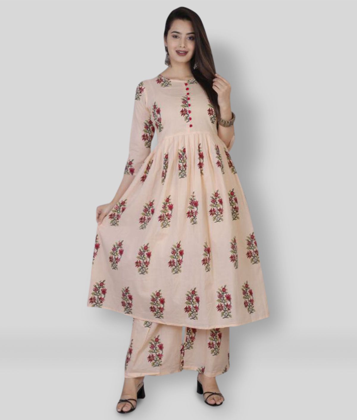     			MAUKA - Multicolor A-line Cotton Women's Stitched Salwar Suit ( Pack of 1 )