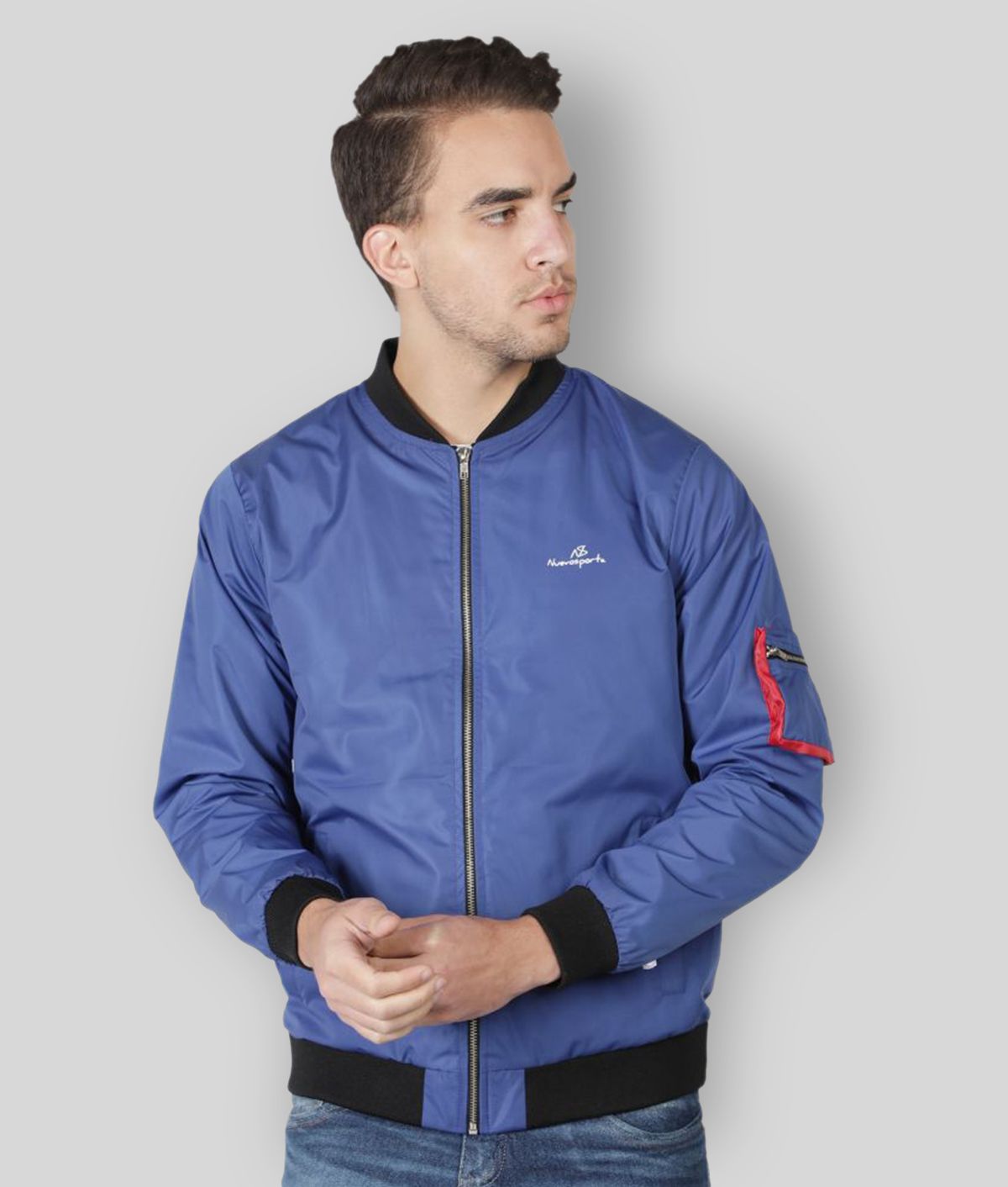     			NUEVOSPORTA - Blue Polyester Regular Fit Men's Casual Jacket ( Pack of 1 )